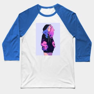 Anime Dreamer Sad Girl Hooded Baseball T-Shirt